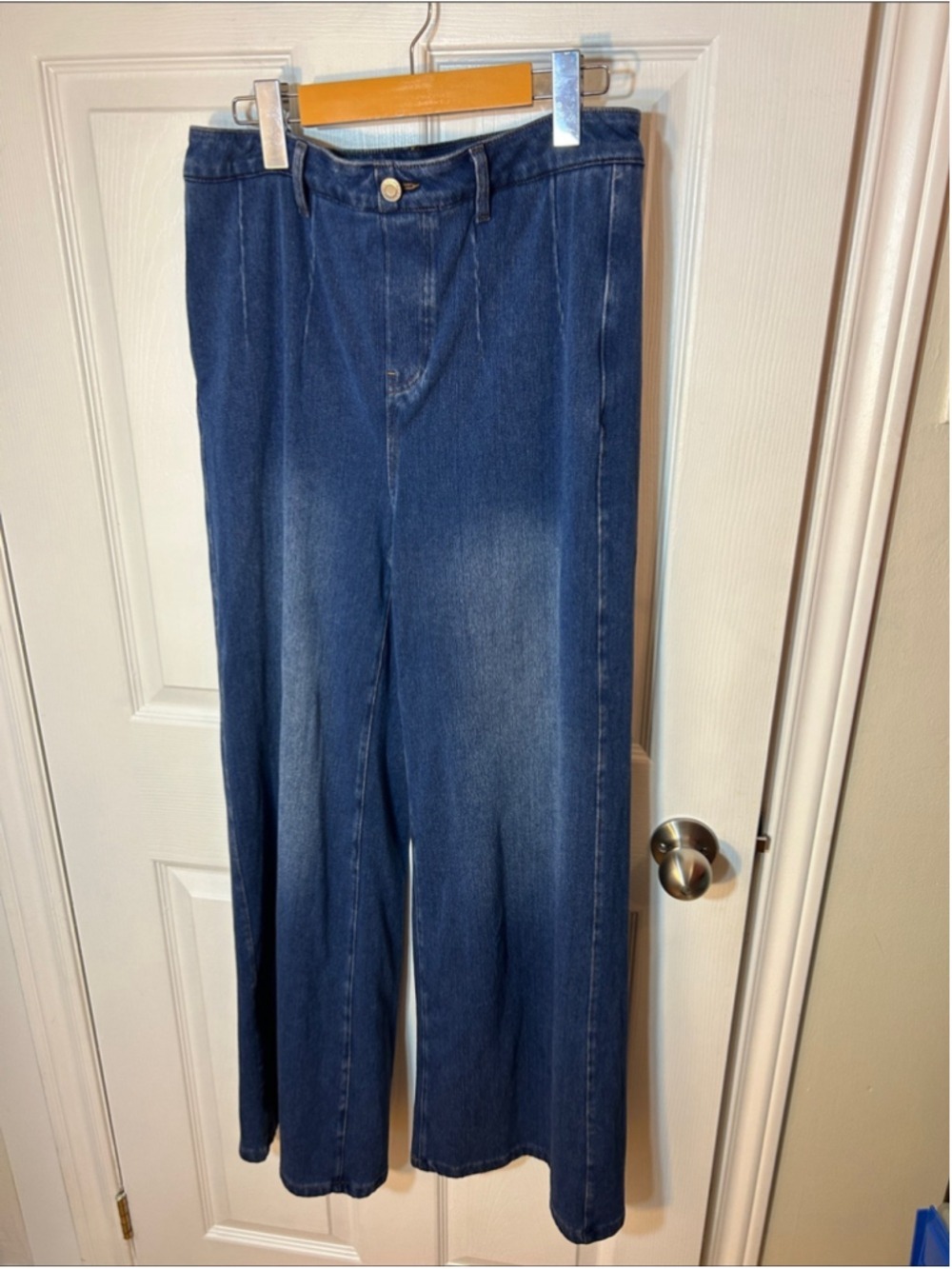 Halara Wide Leg High-Rise Women Jeans - Dark Blue size large 03009737 pull on - Picture 2 of 6